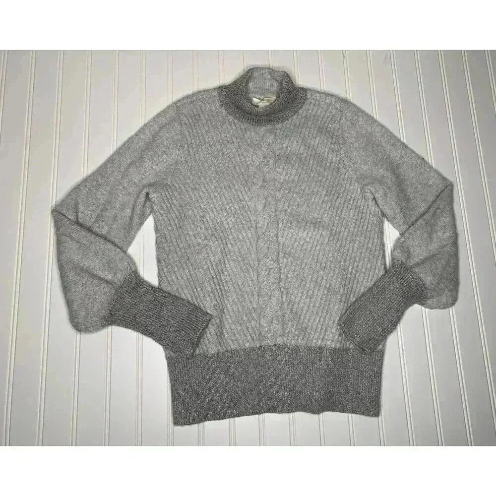 Maeve Anthropologie Women’s XS Metallic Gray Sweater Turtleneck Mock. 315